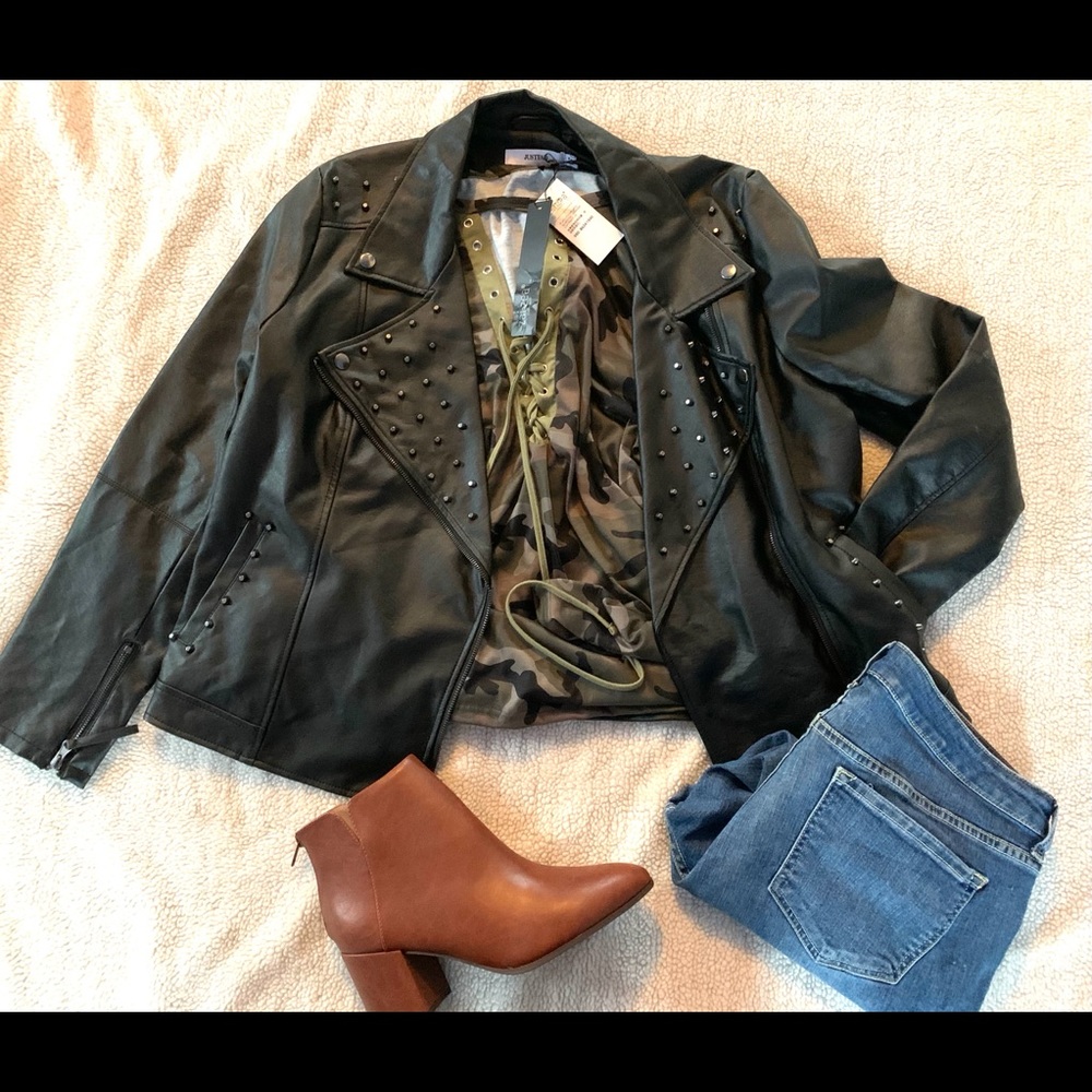 Just Fab faux studded leather jacket